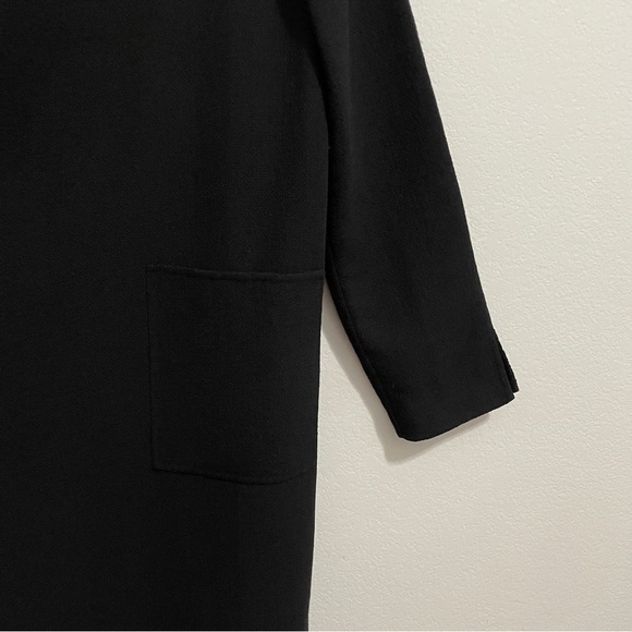 St. John Coatigan 100% Wool Black Knit Cardigan Jacket Long Line Womens 10 - Picture 12 of 13